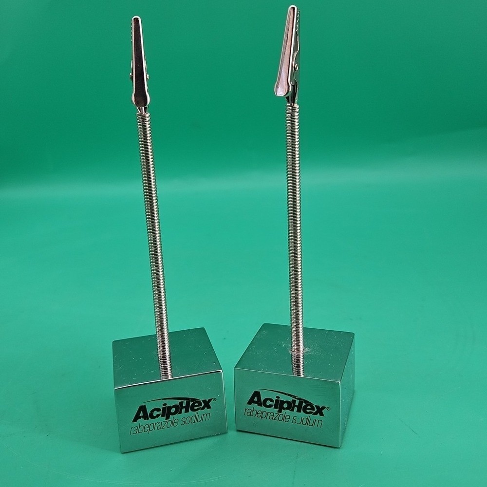 Aciphex Pharmaceutical Drug Rep Collectible Photo Clip Holder Cube Set Of‎ 2